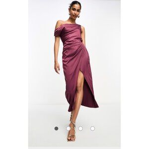 Elegant Off-Shoulder Burgundy Dress